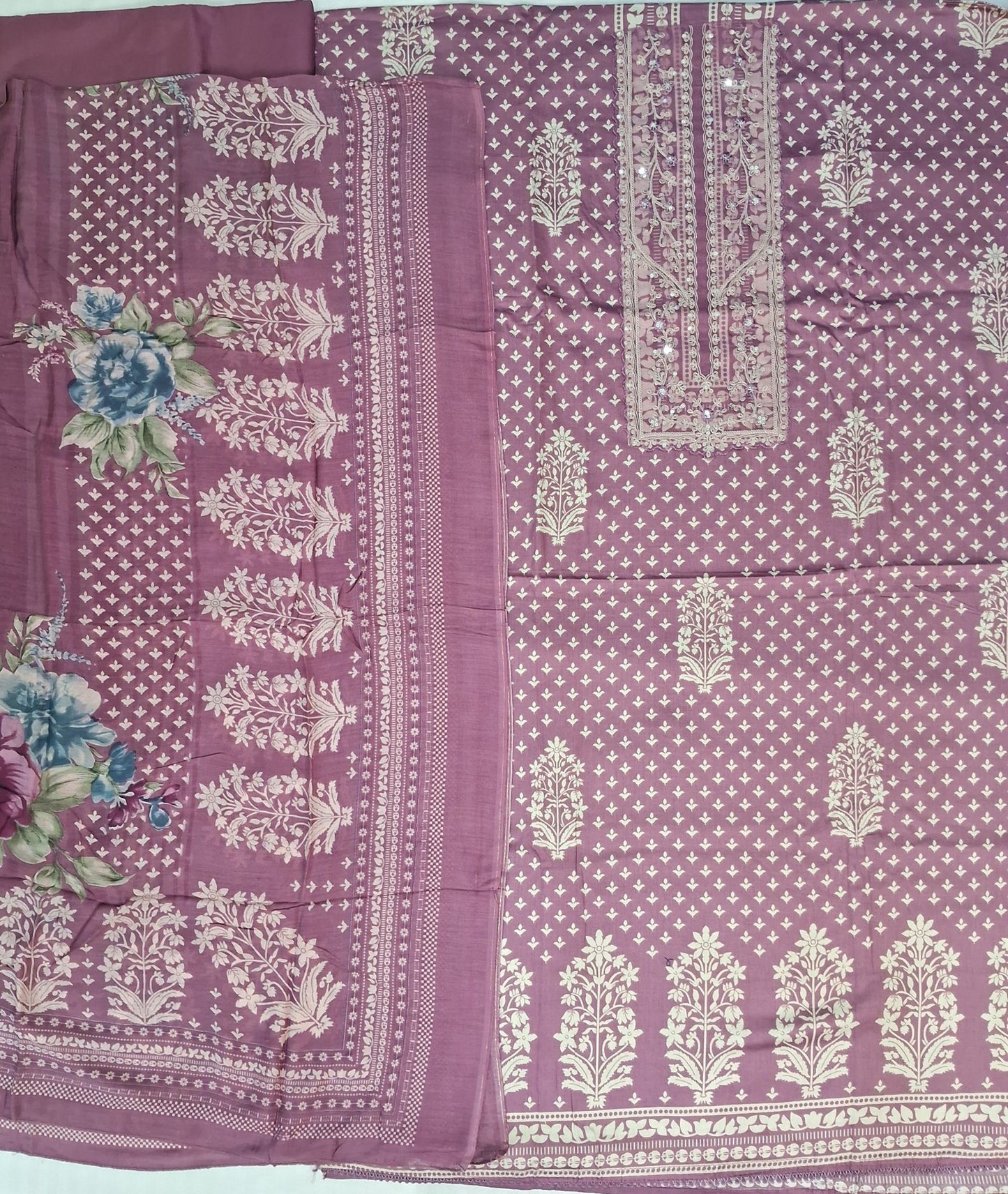 DUSTY MAUVE FLORAL MUSLIN SUIT