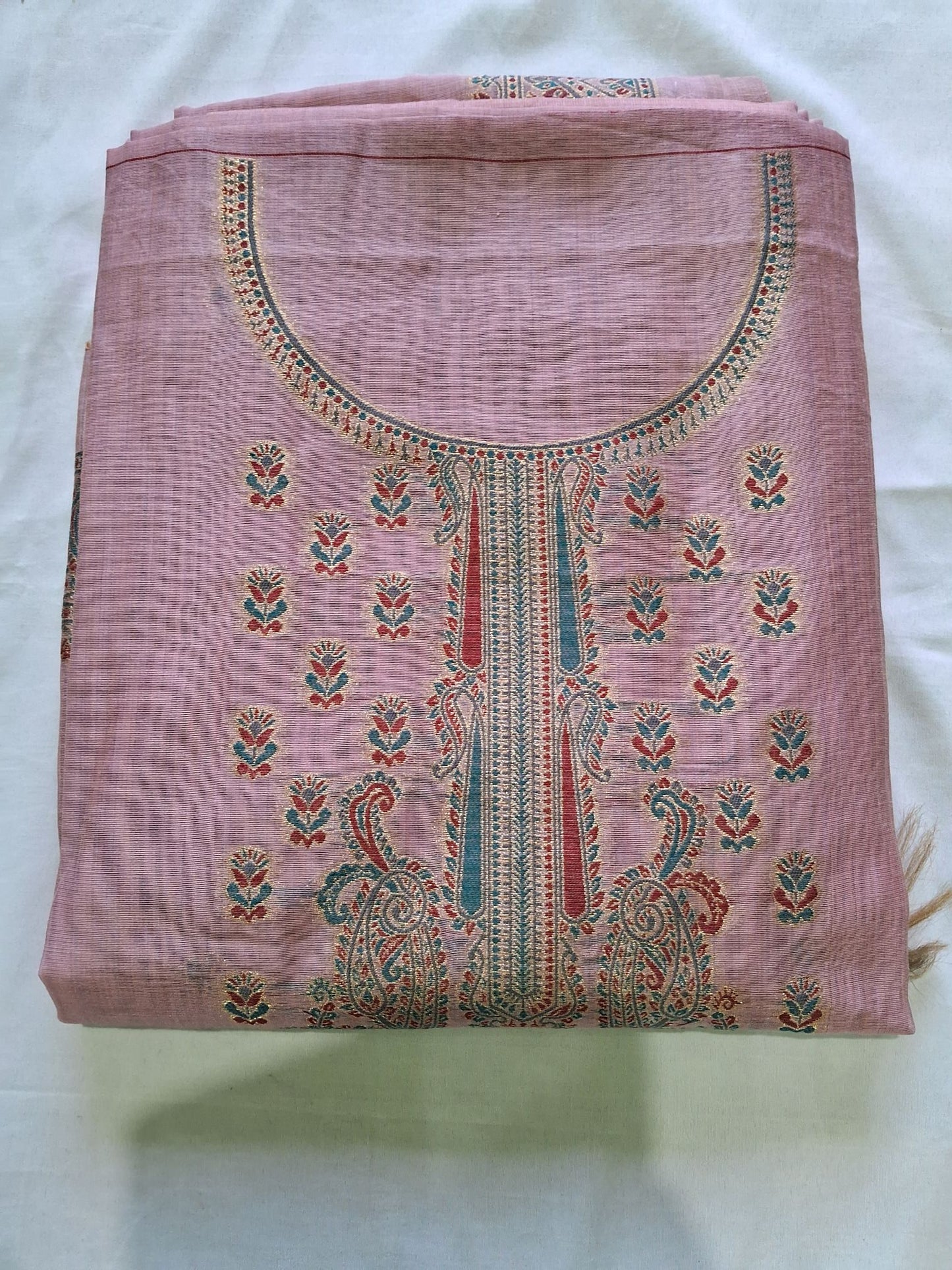PINK KHADI CHANDERI JAMDHANI SUIT