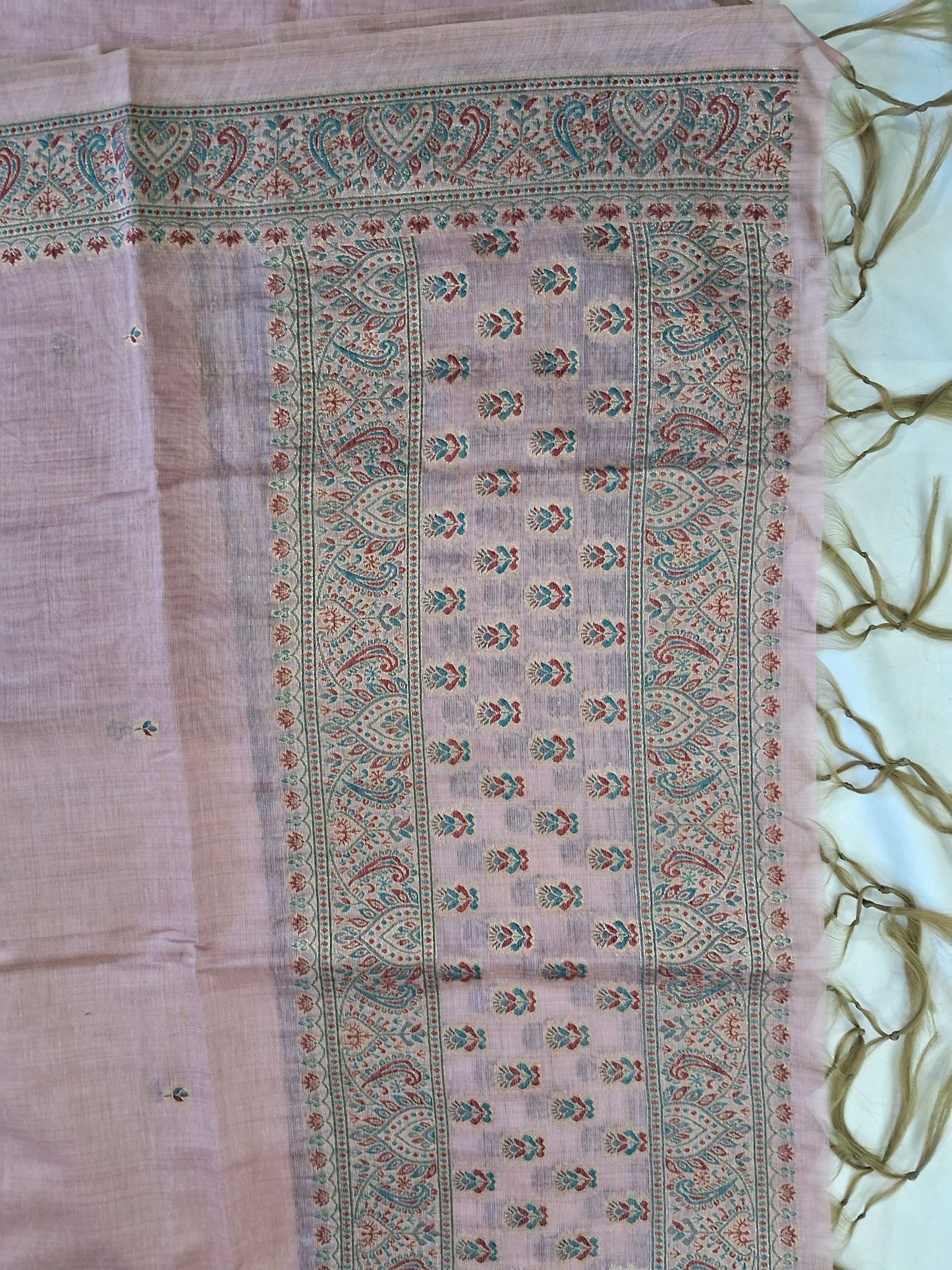 PINK KHADI CHANDERI JAMDHANI SUIT