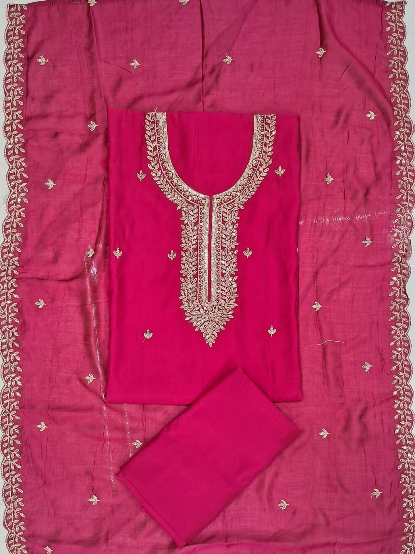 RANI PINK CHANDERI ZARI SUIT
