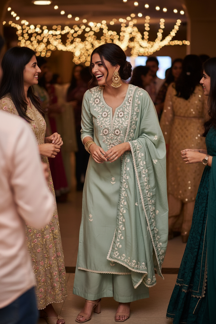 PISTA WHITE EMBROIDERED COTTON SUIT