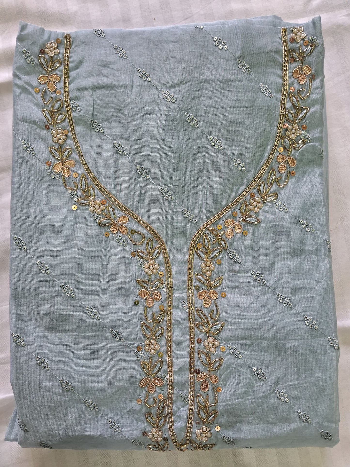 POWDER  BLUE EMBROIDERED SUIT