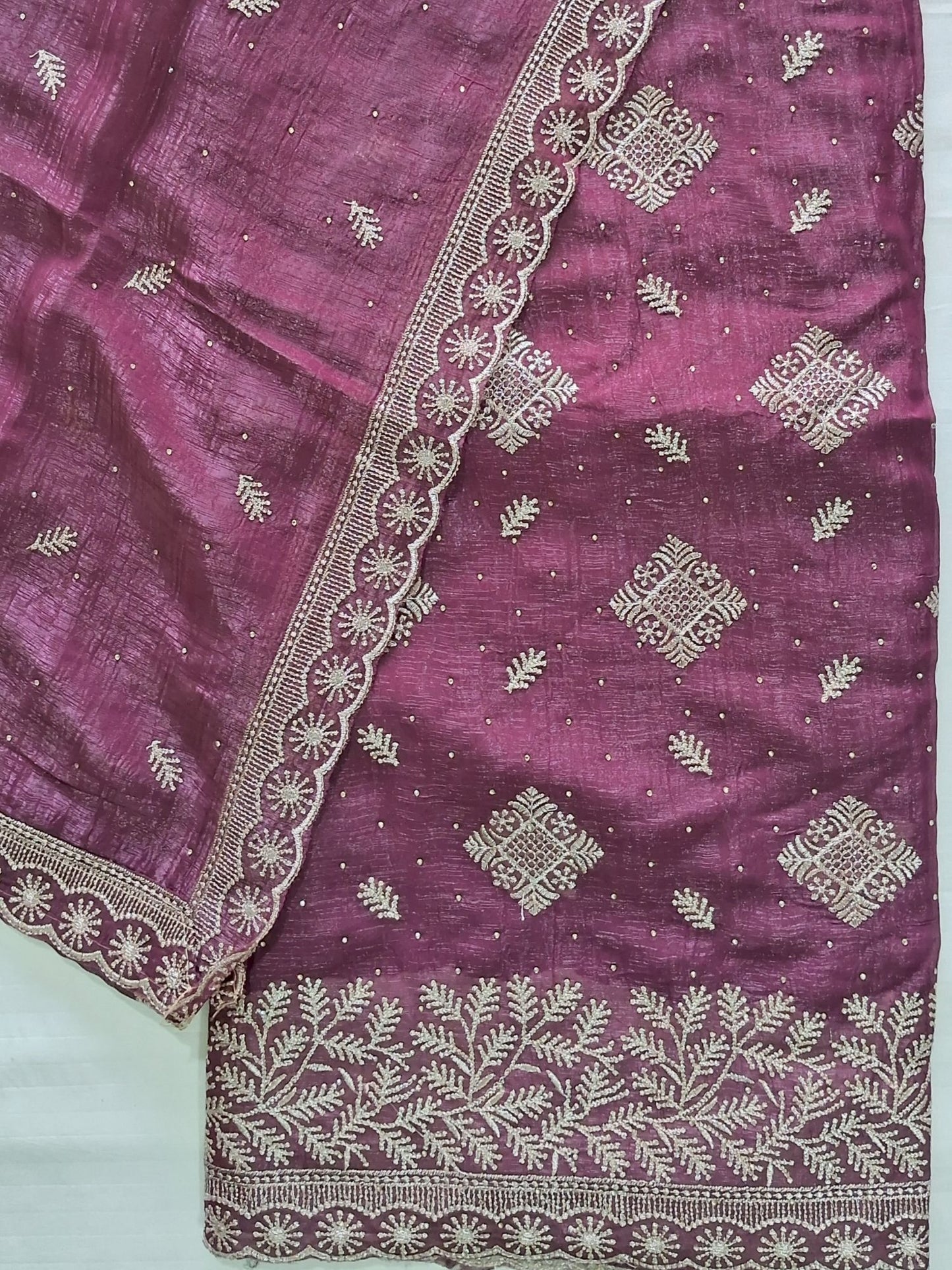 MULBERRY WINE ORGANZA FESTIVE SUIT
