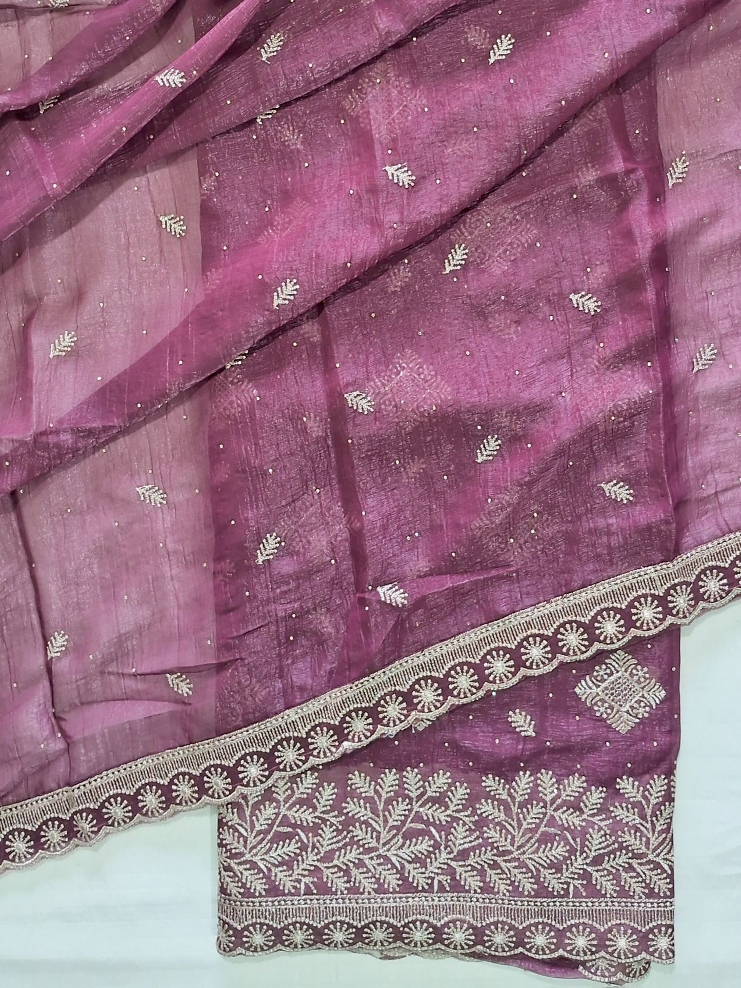 MULBERRY WINE ORGANZA FESTIVE SUIT