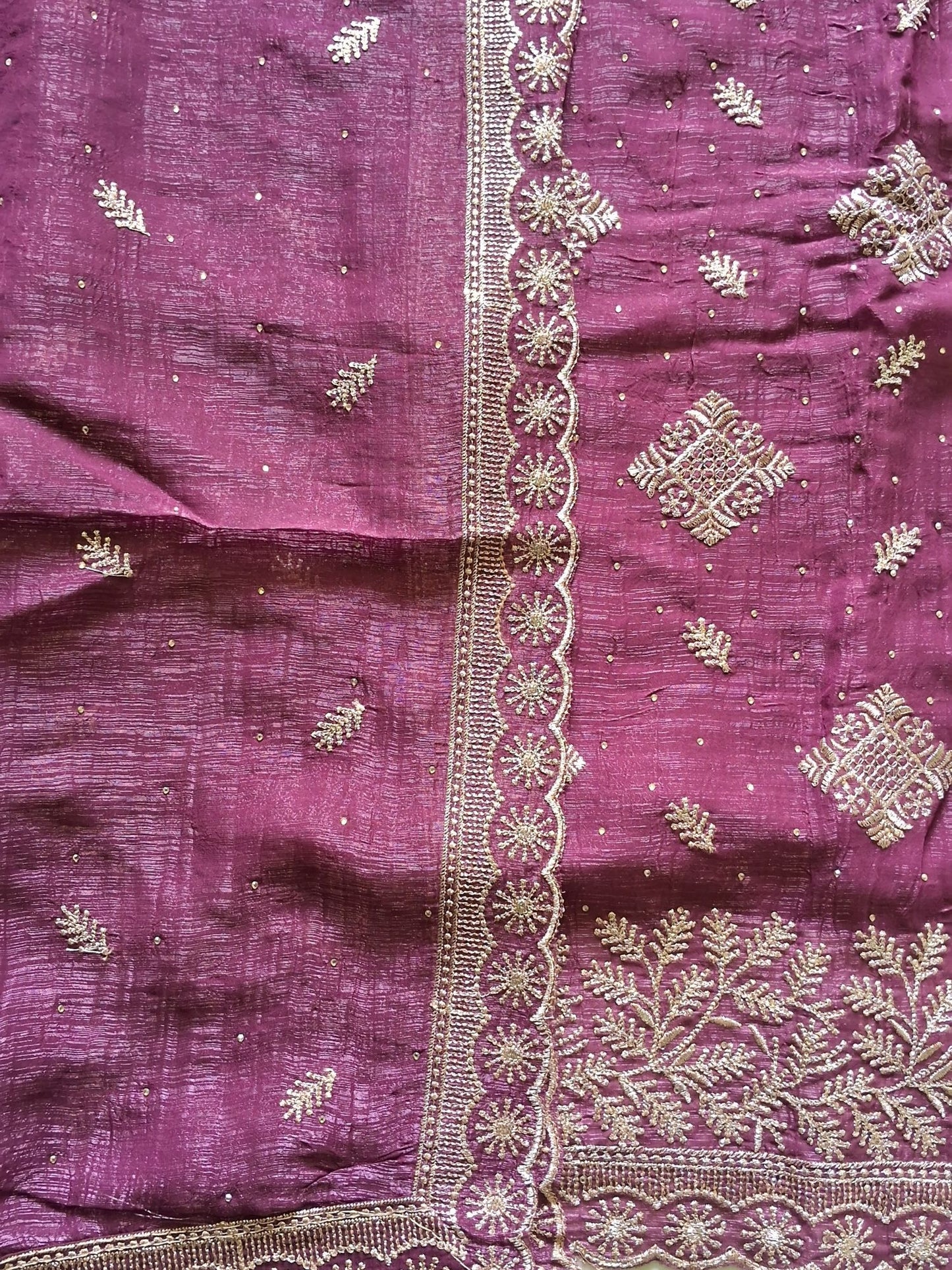 MULBERRY WINE ORGANZA FESTIVE SUIT