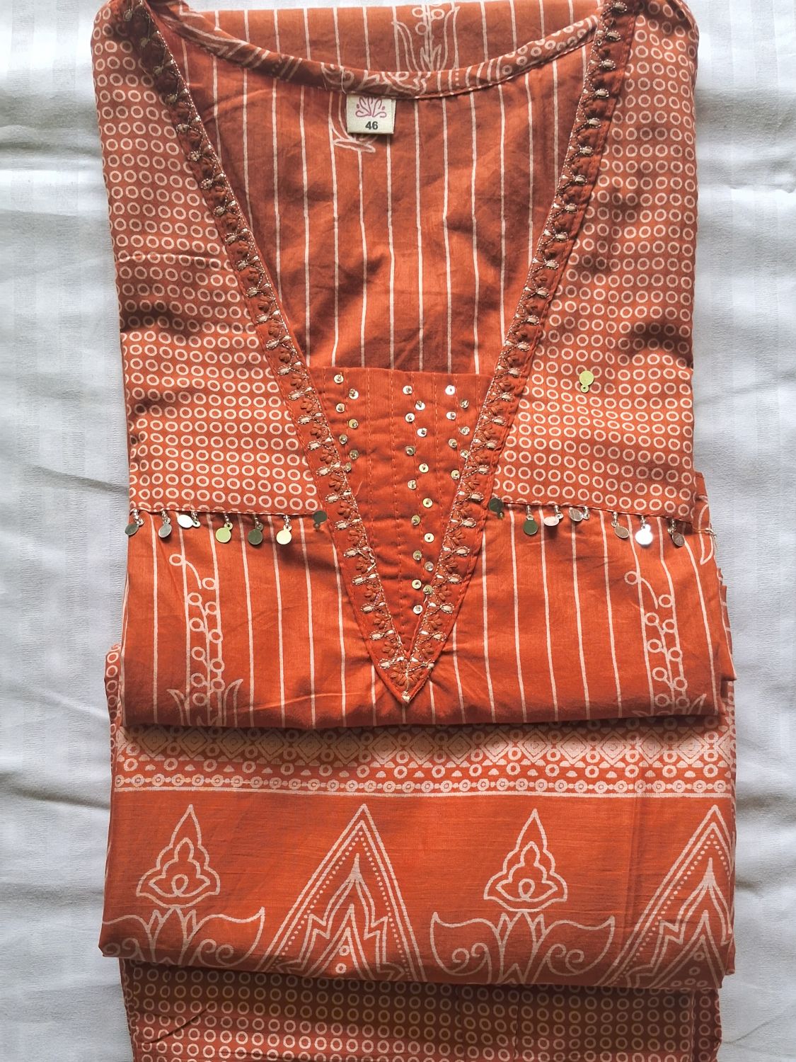 RUST ORANGE PURE COTTON READY TO WEAR SUIT