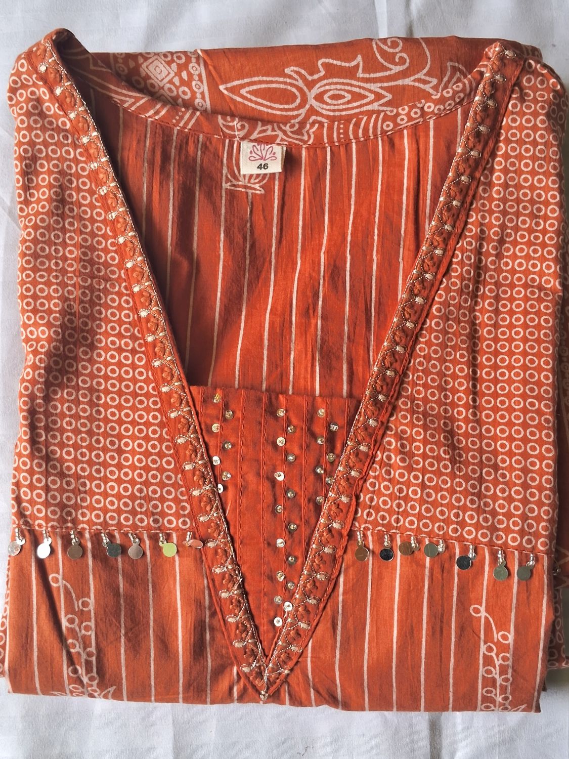 RUST ORANGE PURE COTTON READY TO WEAR SUIT
