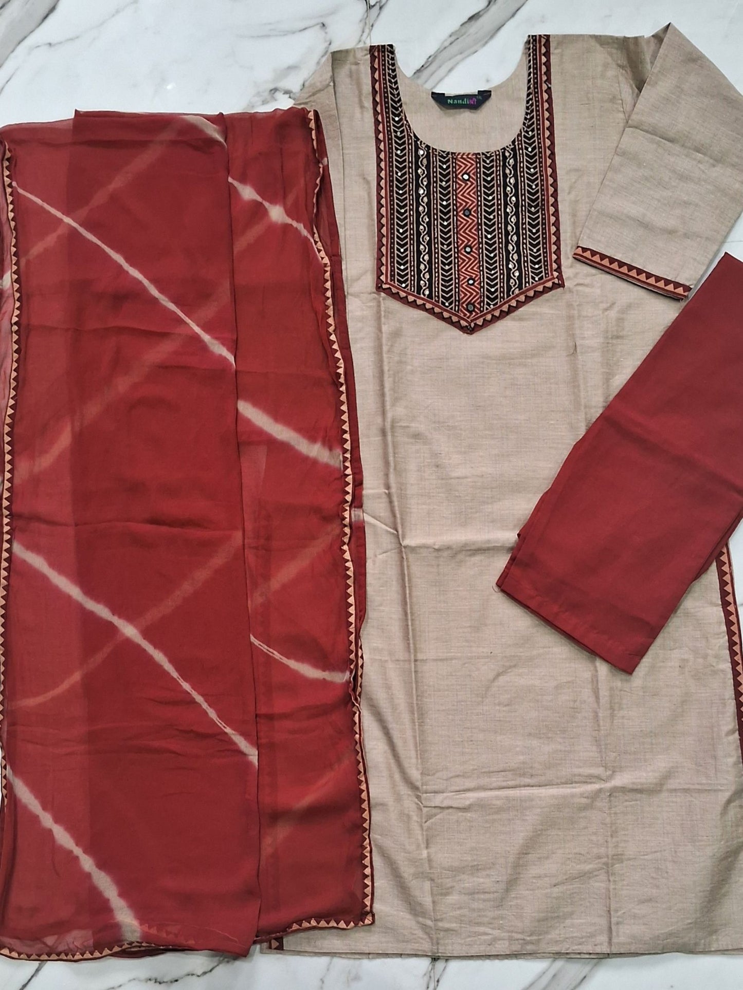 RUST ERODE SILK SUIT