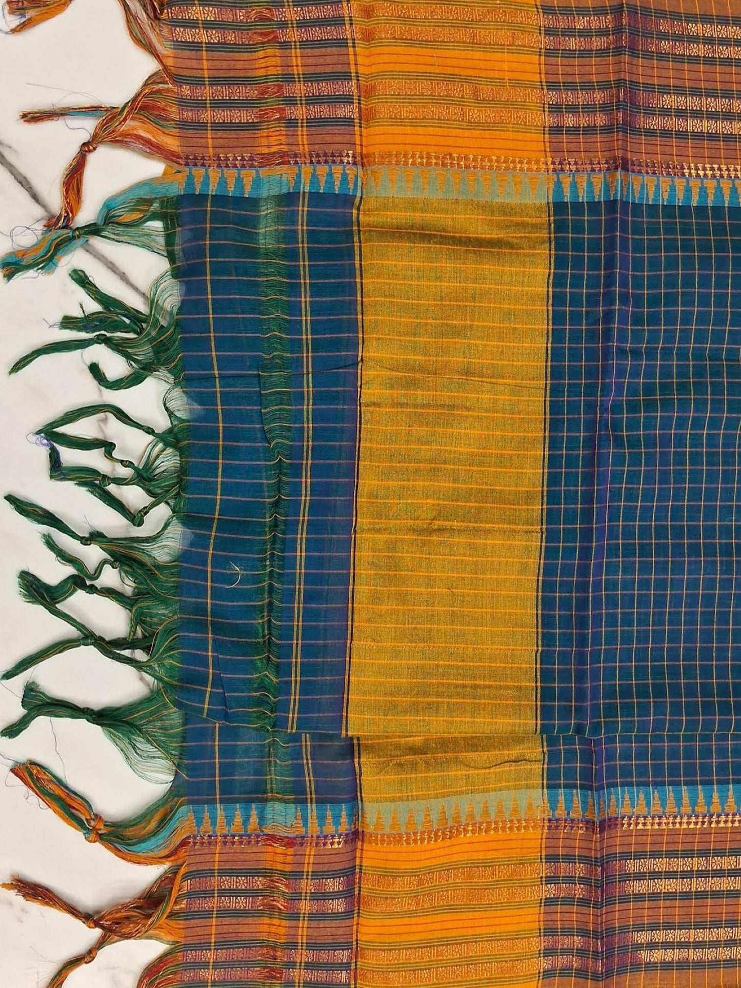 TEAL BLUE NARAYANPET HANDLOOM COTTON SUIT