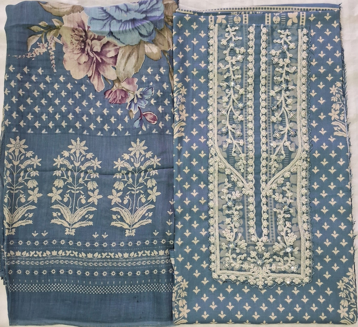 TEAL BLUE MUSLIN SUIT