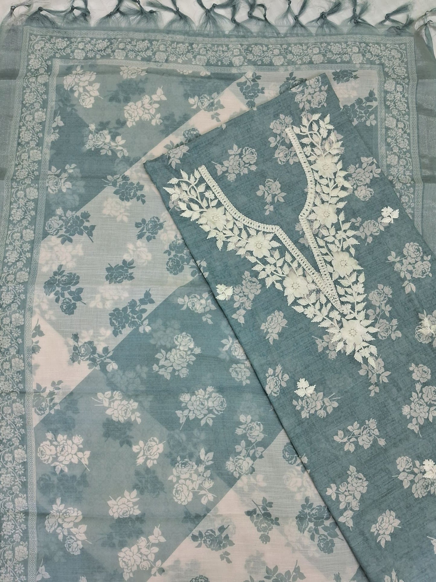 TEAL BLUE LINEN SUIT SET