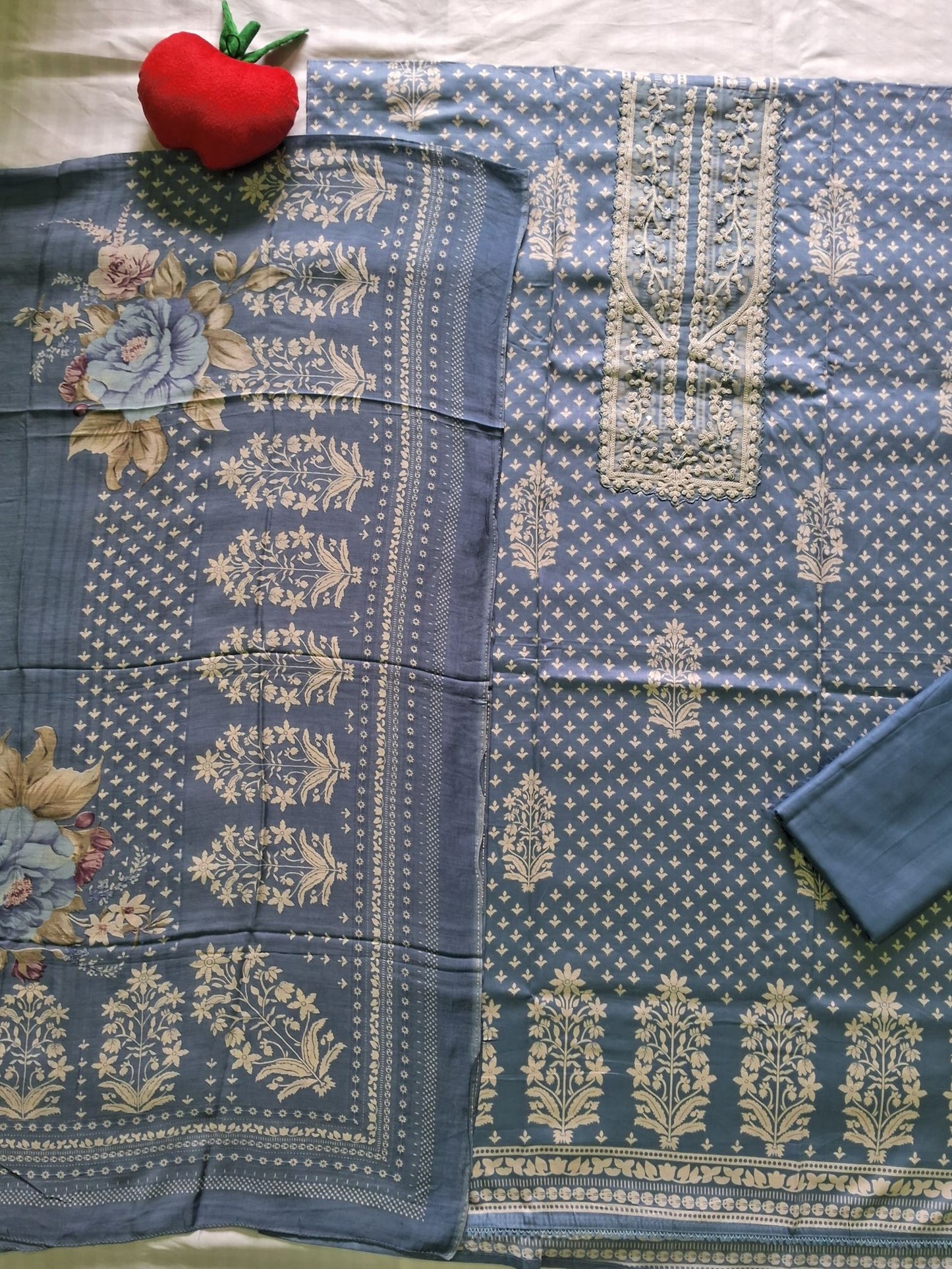 TEAL BLUE MUSLIN SUIT