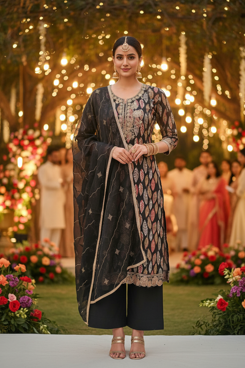 TURKISH BLACK ORCHID BLOOM COTTON SUIT