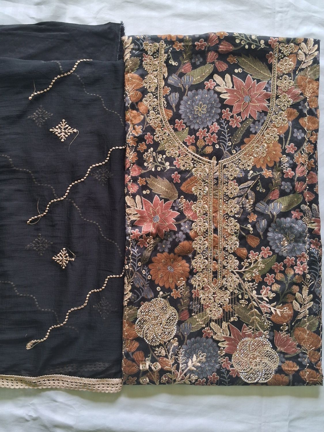TURKISH BLACK MIDNIGHT BLOSSOM COTTON SUIT