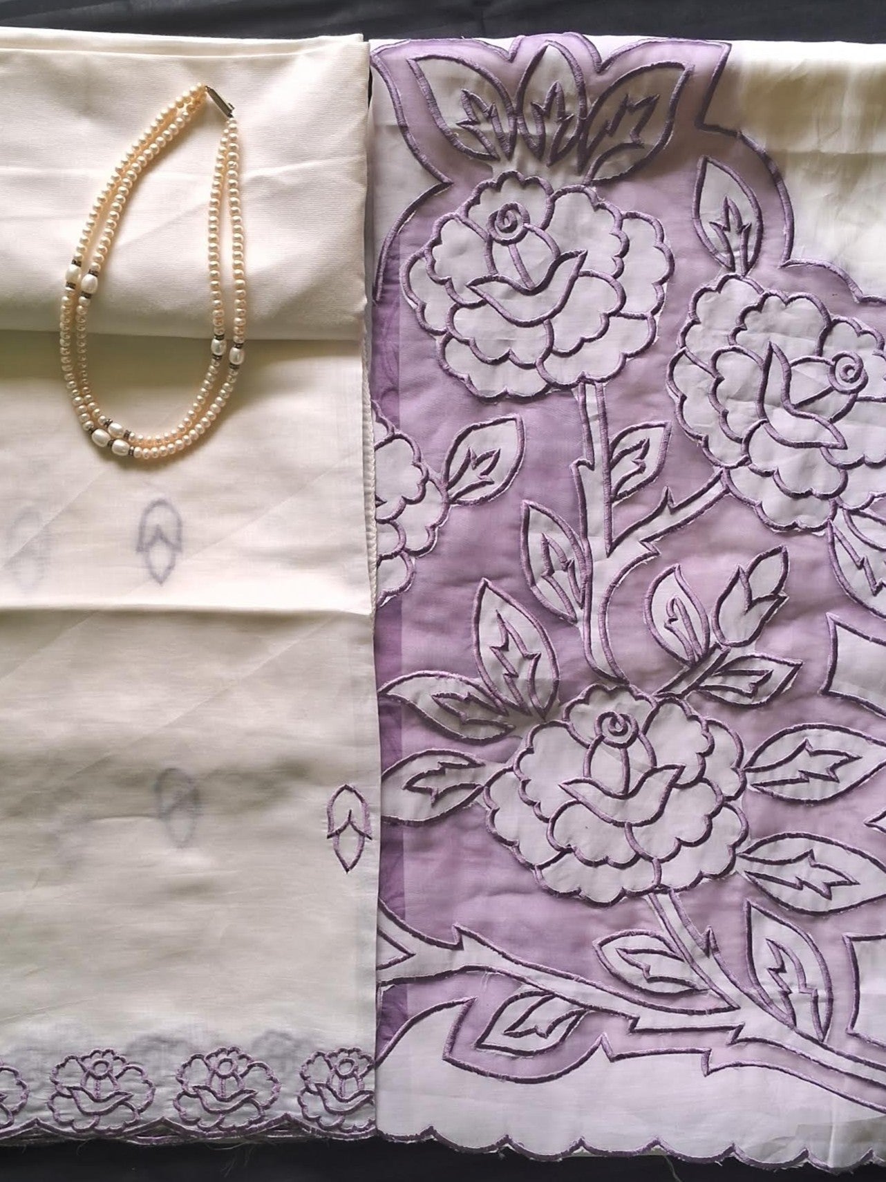 MAUVE & WHITE MUL CHANDERI SUIT