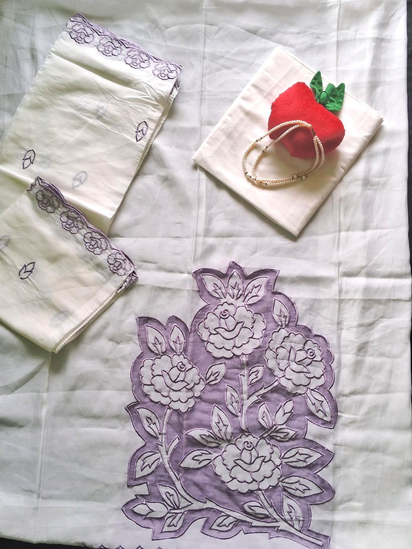 MAUVE & WHITE MUL CHANDERI SUIT
