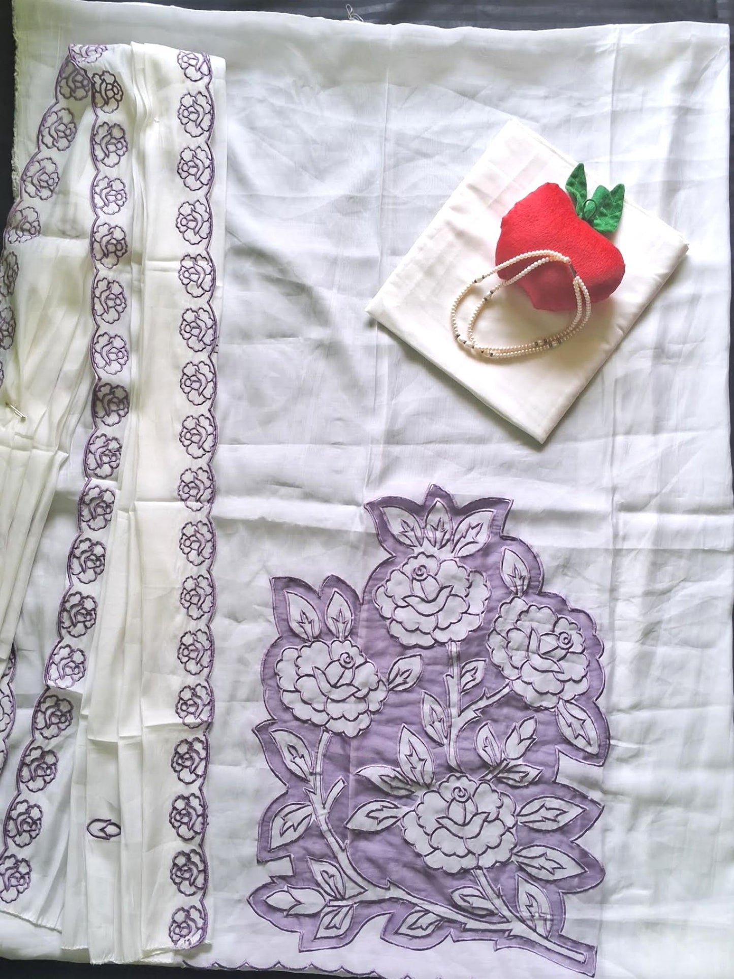 MAUVE & WHITE MUL CHANDERI SUIT