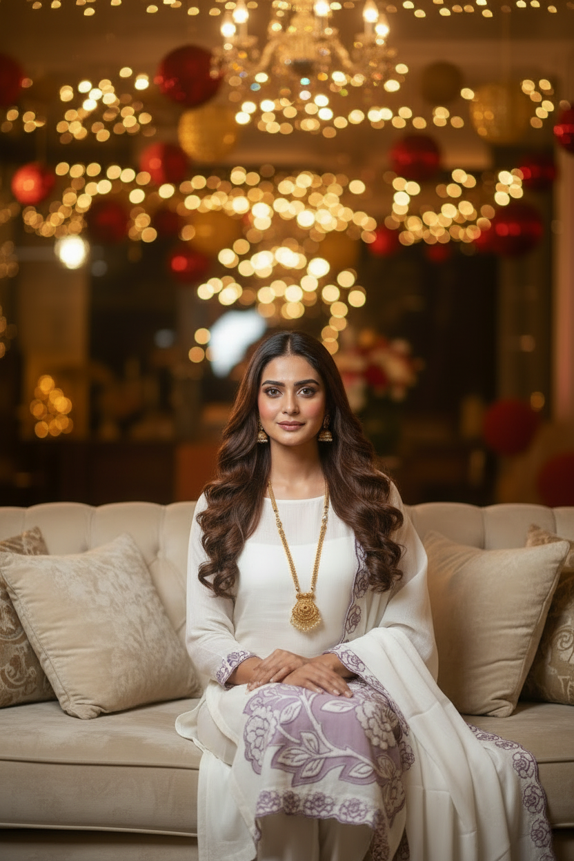 MAUVE & WHITE MUL CHANDERI SUIT